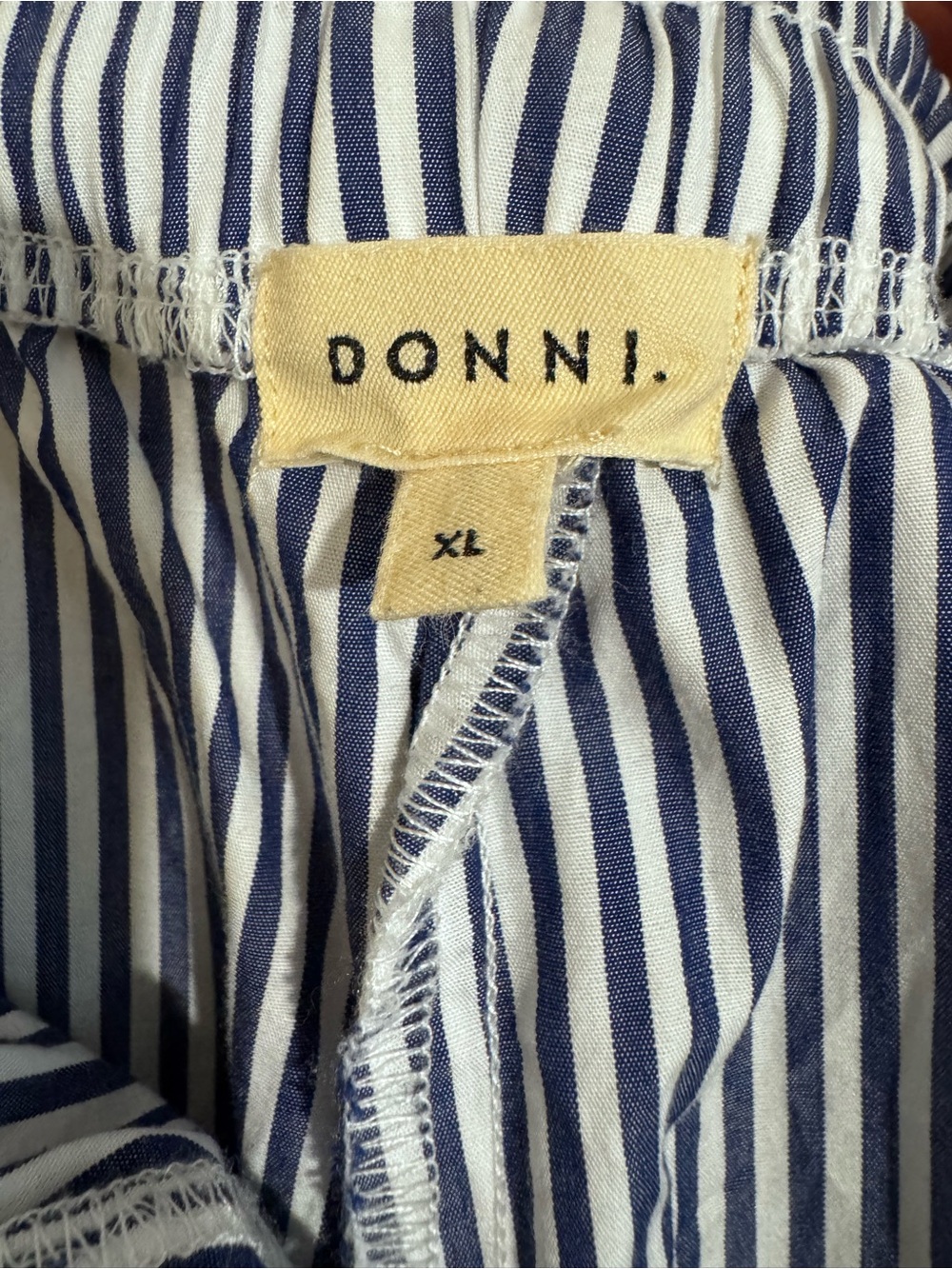 Donni Pop Pant in Navy Stripe Cotton Poplin Size XL - Picture 5 of 9